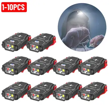 1-10DB LED Fényszóró-Érzékelő Szuper Fényes Kalap Klip Kap Fényt Halászati Fényszóró USB Újratölthető Állítható Szög Kemping Fényszóró