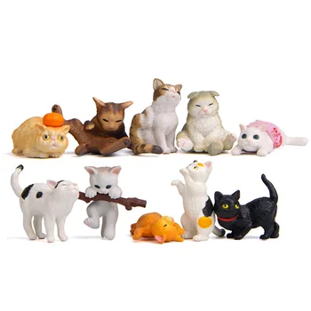 10 Db/Készlet Aranyos Mini Macska Dísz, Ajándék gyerek Szoba Dekoráció Játék DIY Asztali Dekoráció