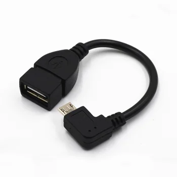 13cm, derékszögű, USB-EGY Nő, hogy Micro B Male Átalakító OTG Adapter Kábel Fekete Samsung LG Xiaomi Android Telefon