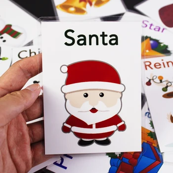 15Pcs Gyerekek Karácsonyi angol Kártya Montessori Tanulás, Szavak Flash Kártyák Baba Korai Oktatási Memória Karácsonyi Ajándékok Gyerekeknek