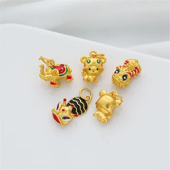 18k hülye arany szín megtartása olaj csepp négy kis tigris medálok diy kézi készítésű karkötő, nyaklánc, fülbevaló, medál, tartozékok