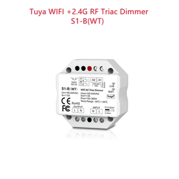 1KRÓN*1,5 S1-B(WT), WiFi-RF+Push AC Fázis-vágott Dimmer Triac Dimmer Tuya APP Felhő Control / hangvezérlés S1-B WT LED Vezérlő