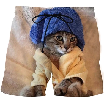 2021 új állat-macska férfi rövidnadrág divat harajuku nyomtatás férfi fürdőruha alkalmi nadrág férfi nő beach rövid nadrág úszni rövidnadrág