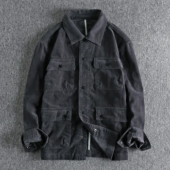 2023 új háromdimenziós zsebében kordbársony kabát Férfi egyszerű, klasszikus ifjúsági vékony kabát felsőruházat 1388