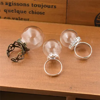 2db üveggömb Gyűrű Üveg Gyűrű Alap Beállítás Ékszerek Megállapítások DIY Kézzel készített Anyagok, Tartozékok