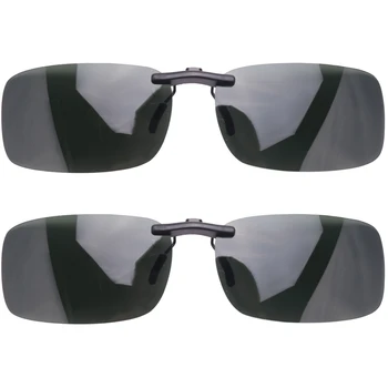 2X Unisex Világos, Sötét Zöld Polarizált Lencse Napszemüveg Klip Szemüveg