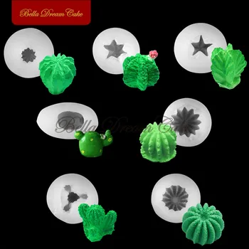 7 Stílusok Szukkulens Növények Kaktusz Szilikon Penész Csokoládé Torta Formát, Kézzel Készített Gipsz Illatos Gyertya Formához Tortát Díszítő Eszközök
