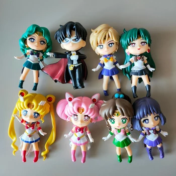 8 Stílusok Hold Mágikus Lány Anime Ábra Tsukino Usagi Chibiusa Csiba Mamoru Kino Makoto Mahou Shoujo PVC Figura Modell, Játék, Ajándék