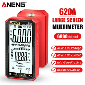 ANENG 620A Digitális Multiméter LCD Kijelző AC/DC Ultrahordozható True-RMS Multiméter Auto-ig Terjedő Amp Volt Ohm Multi Teszter