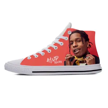 ASAP Rocky Magas Felső Cipők rapper Womens Tinédzser Alkalmi Cipő, Vászon sportcipő 3D Nyomtatás Lélegző, Könnyű cipő
