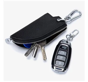 Az új vezető réteg marhabőr cipzár kulcs, táska, férfi derekára akasztott kocsi kulcs készlet multi-funkcionális háztartási kulcstartó