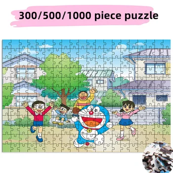Bandai Doraemon Rajzfilm Kreatív Puzzle 300 500 1000 Darab Papír, Nyomtatás, Puzzle Játékok, Puzzle Játékok, Felnőtt Gyűjtemény Hobbi