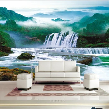 beibehang Egyéni háttérkép, 3d sztereó freskó táj víz folyik a víz a gazdagság vízesés nappali TV háttér tapéta