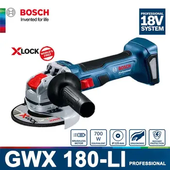 Bosch Sarokcsiszoló GWX 180-LI Vezeték nélküli Vágás Brushless Motor Lítium-18V Újratölthető elektromos Szerszámok Sarokcsiszoló X-ZÁR