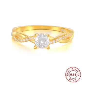 Cirkon Gyűrű 925 Sterling Ezüst Gyönyörű Ragyogó Gyűrű Nők Eljegyzés, Évforduló Gyűrű Női Jól Esküvői Ékszerek