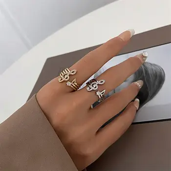 Divat Mikro-set Cirkon Zene Megjegyzés Gyűrű Trend Nyitva Gyűrűk Nők Nyilatkozat Ujj Gyűrű Ékszer