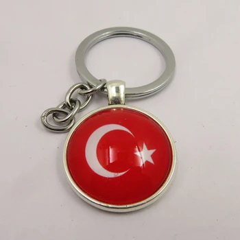 Divat Törökország Kulcstartó 25X25mm Törökország Zászló Üveg Gyöngyök, Medálok Keyrings DIY Ékszerek Kocsi Kulcsot, Lánc, Gyűrű Jogosultja ajándék Ajándékok