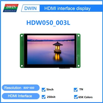 DWIN 5 Hüvelykes IPS TFT LCD Kijelző Kapacitív érintőképernyő, HDMI Interfész a Raspberry Pi 4 HDW050_003L