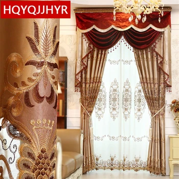 Európai luxus, egyedi hímzett függönyt a nappaliban, High-end dekoráció kell fényűző függönyök Hálószoba
