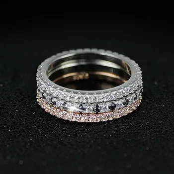 ezüst színű esztétikai rakható arany fekete Sáv örökkévalóság Gyűrű Esküvő, Eljegyzés Ujját a Nők pinky medált R1090x
