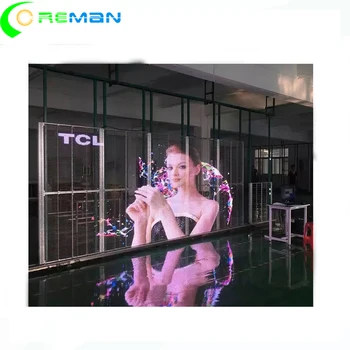 Kereskedelmi reklám led videó fal monitor a beltéri P3.91-7.81 mm-es átlátszó üveg, led kijelző