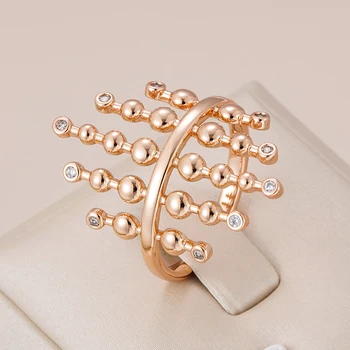 Kinel Luxus Fényes Gömb Link, Nagy Gyűrűk 585 Rose Gold Színű Divat Természetes Cirkon Etnikai Menyasszony Napi Ékszerek 2023 Új
