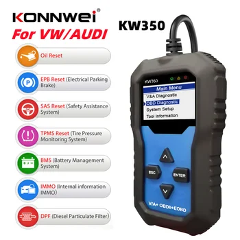 KONNWEI KW350 OBD2 OBD 2-Kód olvasó A VW/AUDI Autó VAG COM ABS Légzsák Reset Olaj Szolgáltatás Fény EPB Diagnosztikai Eszköz