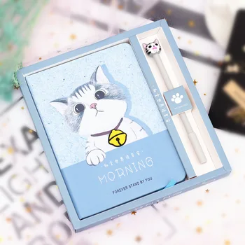 Kreatív Aranyos Rajzfilm Kis Macska Keménytáblás Tervező Notebook Meghatározott Napló, Könyv, Toll, tanszerek Diákok Lányok Ajándék