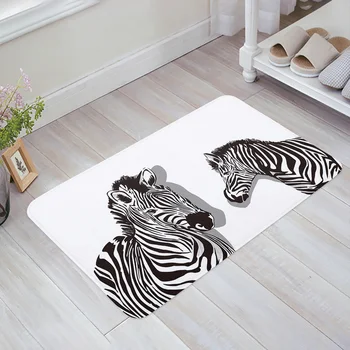 Két Zebra Fekete-Fehér Fürdőszoba Szőnyeg Folyosón, Szőnyeg, Konyha Mat Bejárati Ajtó Szőnyeg Üdv Szoba Emelet Ima Szőnyeg, Lábtörlő