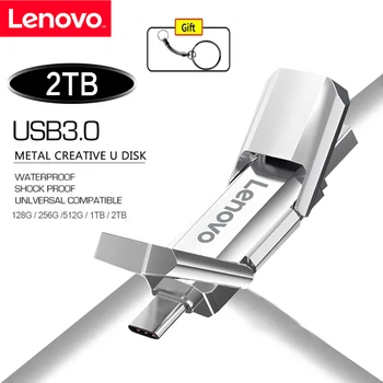 Lenovo Típus c-2 az 1-ben Nagy Sebességű Pendrive 128GB 256 512 GB 1 tb-os 2 tb-os USB 3.0-s pendrive, Mobil tároló Vízálló USB-Stick