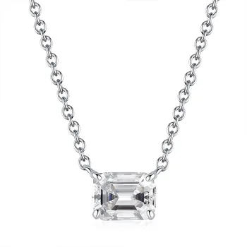 Luxus Tömör Ezüst 925 Emerald Vágott Szimulált Moissanite Gyémánt Medál Nyaklánc Jól Jwelry Esküvő, Eljegyzés Ajándékok