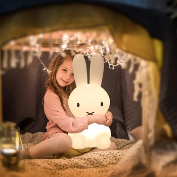 Lámpara de conejo de 50CM, luces debés, luz para mesita de noche, lámpara para ninos, luces de colores con atenuación