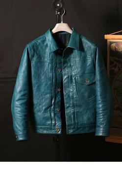 magas 2023 minőségű új valódi luxus márka igazi vintage kék japán 506 stílus horsehide kabát.márka klasszikus alkalmi kabát.A férfiak s