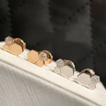 Magas minőségű forró eladási márka 925 sterling ezüst hatszögletű honeycomb női fülbevaló minimalista luxus divat parti ékszer