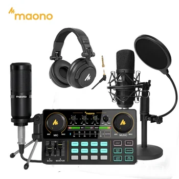 MAONOCASTER Professzionális hangkártya, 25mm Kondenzátor Stúdió Mikrofon Podcast az Audio Interface-Élő Streaming Csomag Keverők