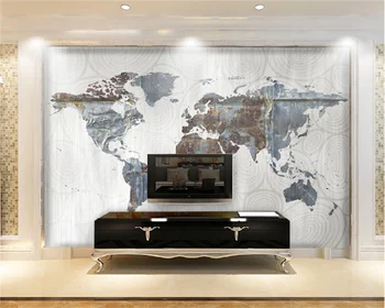 Papírt de parede Európai stílusú egyszerű nosztalgikus világ térkép nappali, hálószoba, TV, kanapé háttér falfestmény háttérkép tapety