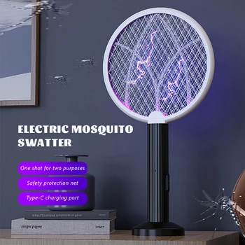 Standable Kerek Elektromos Szúnyogok Légycsapó Újratölthető Sugárzás Nincs, Bogarak Zapperei Nyári Utazás, Kemping