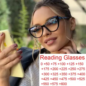 Szexi Divat az Olvasás, Számítógép Szemüveg Nők Macska Szeme Átlátszó Kék Fény Blokkoló Szemüveg Nagyító Látás Plusz 0 +600 Ocul