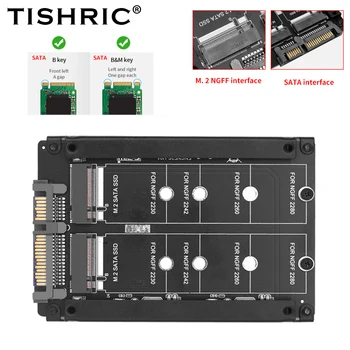 TISHRIC M2-es SATA Add hozzá A Lapot M2 NGFF, Hogy SATA Adapter B+M Billentyű M. 2 NGFF SSD 2,5 SATA 22Pin Vezérlő Burkolat Csatlakozó