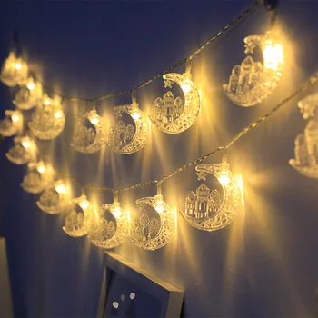 USB/Akkumulátor LED String Fények, Hold, Csillag Ramadan Garland Fesztivál Fény tündérfény Karácsonyra Haza Party Esküvői Dekoráció