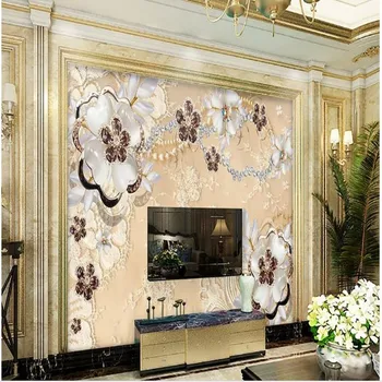 wellyu Szabott nagyszabású falfestmény, kreatív személyiség, Európai stílusú luxus csipke ékszer háttér fali tapéta