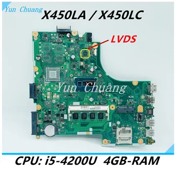 X450LA X450LC REV:2.3 Alaplap Az ASUS X450LA X450LC A450L X450L X450LD Laptop Alaplap LDVS A I5-4200U CPU, 4GB RAM