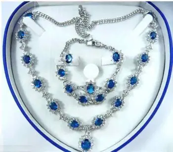 Ékszerek a Nők Szett kék Cirkónium-oxid Nyaklánc Fülbevaló Gyűrű Braceletplated nézni nagykereskedelmi Kvarc jade CZ kristály