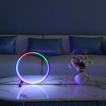 Északi RGB Kör asztali Lámpa Nappali Hálószoba Éjjeli LED beltéri Világítás Este Táblázat Olvasás Touch Kapcsoló Éjszakai Fény