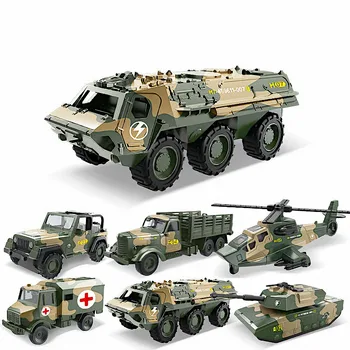 Ötvözet Fém Autó Óramű Szimuláció Katonai Fegyveres Tank, Páncélos Jármű, Autó, Teherautó Gyermekek Játék Helikopter Modell