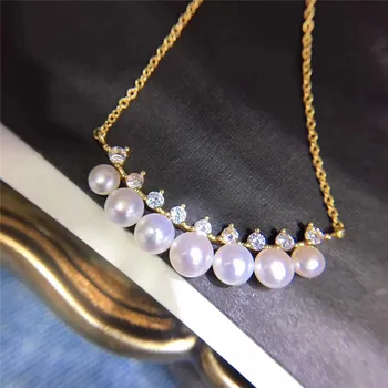 új természetes édesvízi tenyésztett gyöngy Tibeti ezüst lánc jó minőségű gyöngy 4-7MM 16 cm nyaklánc